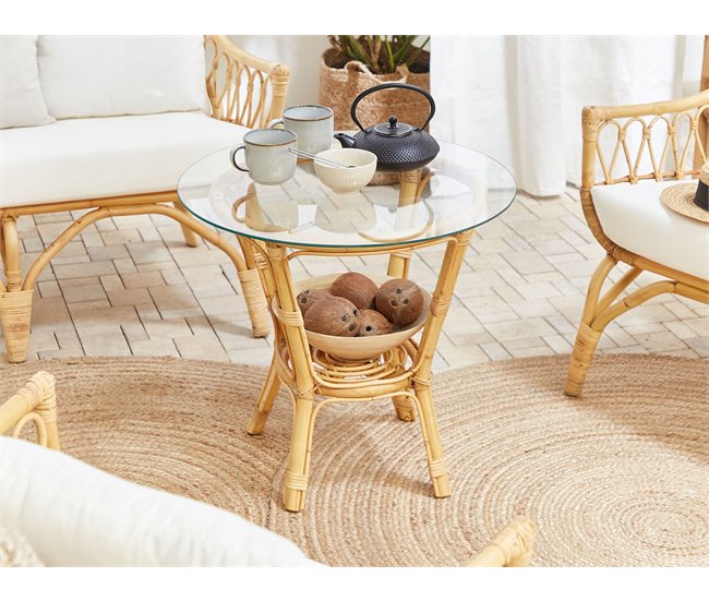 Beliani Conjunto lounge Rattan/vime SIBARI Bege