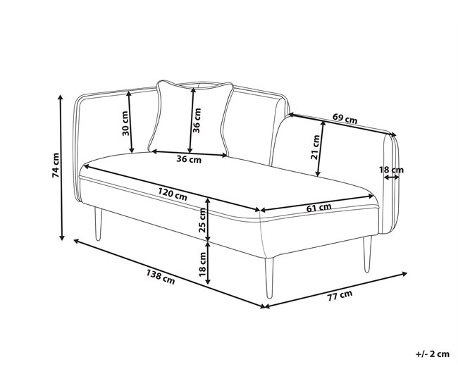 Beliani Chaise longue à esquerda Bouclé CHEVANNES Cinza Escuro