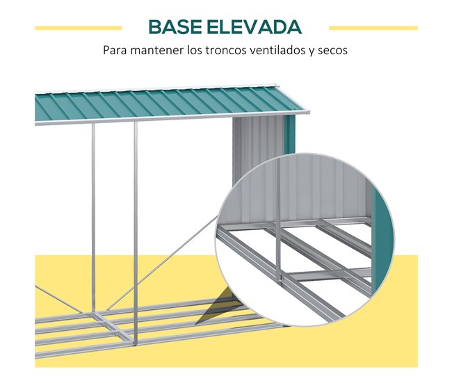 Abrigo para Lenha Aço Galvanizado Outsunny 240 Verde