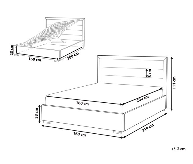 Beliani Cama com armazenamento Veludo ROUEN 168x214 Laranja