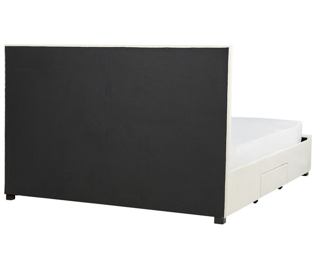 Beliani Cama com armazenamento Veludo LIEVIN 185x217 Creme