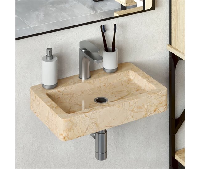 Lavatório - Lavabo - Pia de banheiro de parede Creme