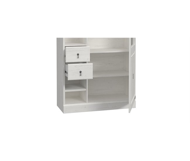 Vitrine 1 porta de vidro 2 gavetas PORTOFINO Branco