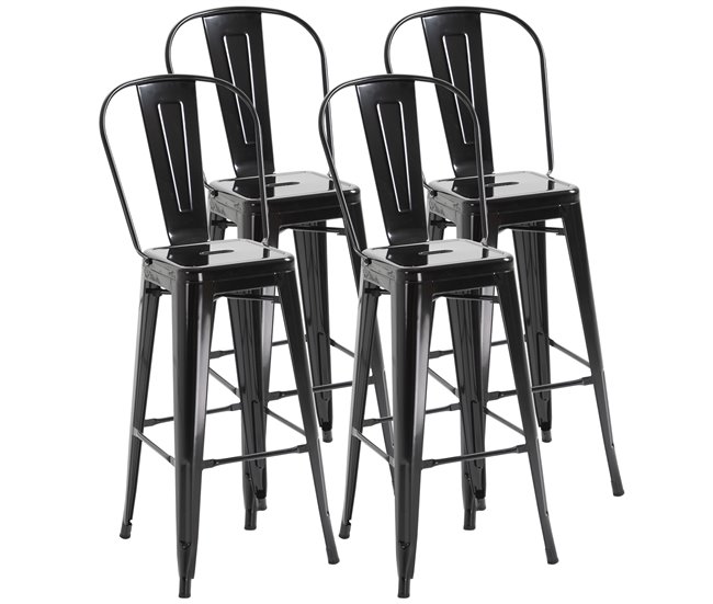 Bancos de Bar Metal HOMCOM, casa - cadeiras Preto