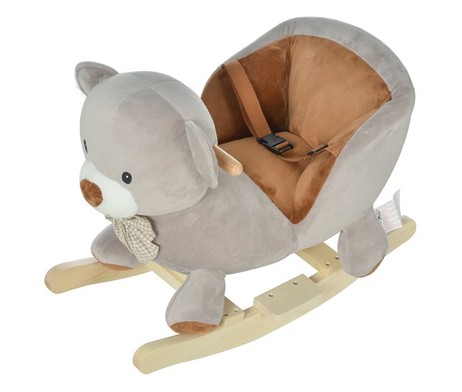 Cavalo de balanço infantil Luxuoso, Madeira, Aço HOMCOM Cinza