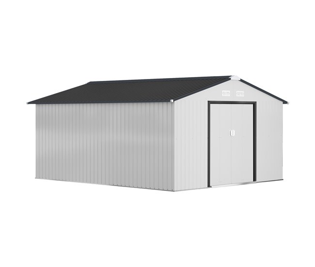 Abrigo de Exterior Aço Galvanizado e PP Outsunny Cinza