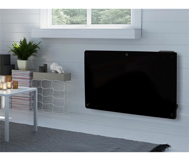 Radiador com painel de vidro e controlo WiFi App Preto