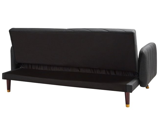 Beliani Sofá de 3 lugares Linho sintético SENJA Preto