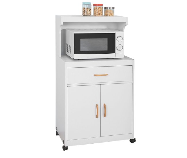 Aparador para microondas com 2 portas e 1 gaveta FSB12-W SoBuy Branco