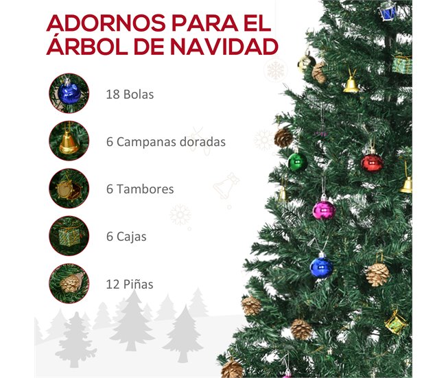 Árvore de Natal Artificial PVC e Metal HOMCOM, casa - natal Verde
