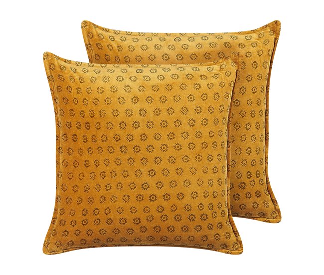 Beliani Almofada decorativa RAPIS Mostarda