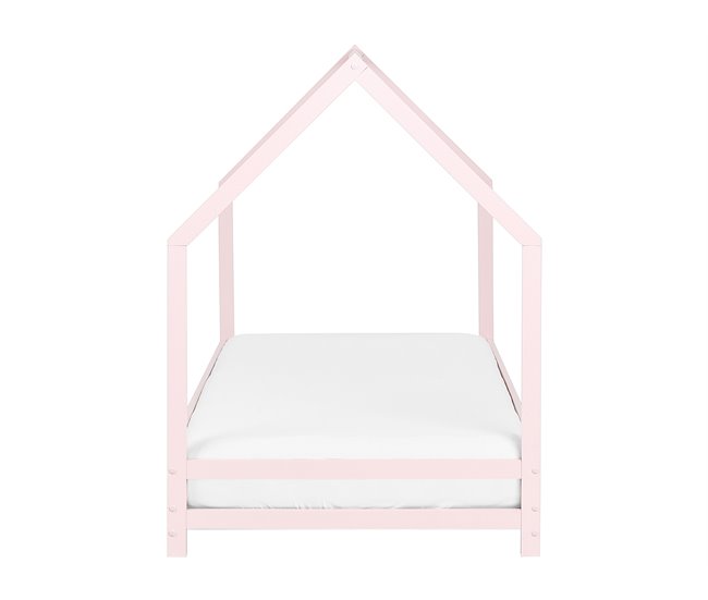Beliani Cama com estrado Pinho APPY Rosa Talco