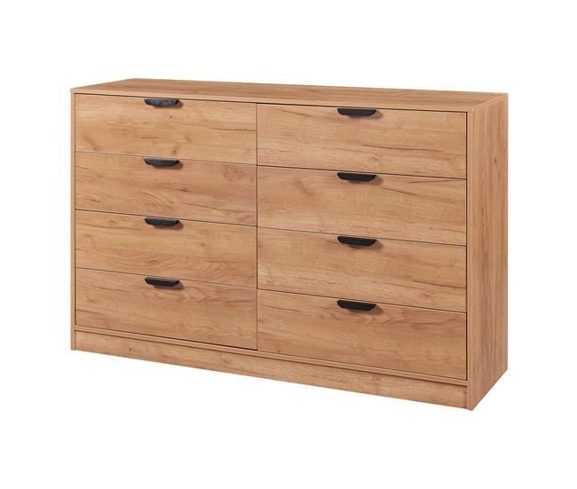 Aparador Varkaus com 8 gavetas MDF Carvalho