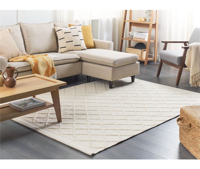 Beliani Pelos curtos ELLEK 160x230 Branco/ Bege
