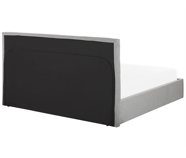 Beliani Cama com armazenamento Poliéster LORIENT 157x216 Cinza Claro