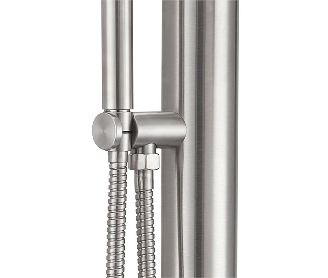 Sined ORISTANO Mini banhista exterior em aço inoxidável 316L com chuveiro de mão, Inox Cinza