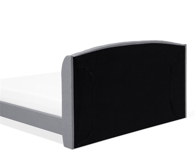 Beliani Cama com estrado Poliéster BORDEAUX 149x221 Cinza Claro