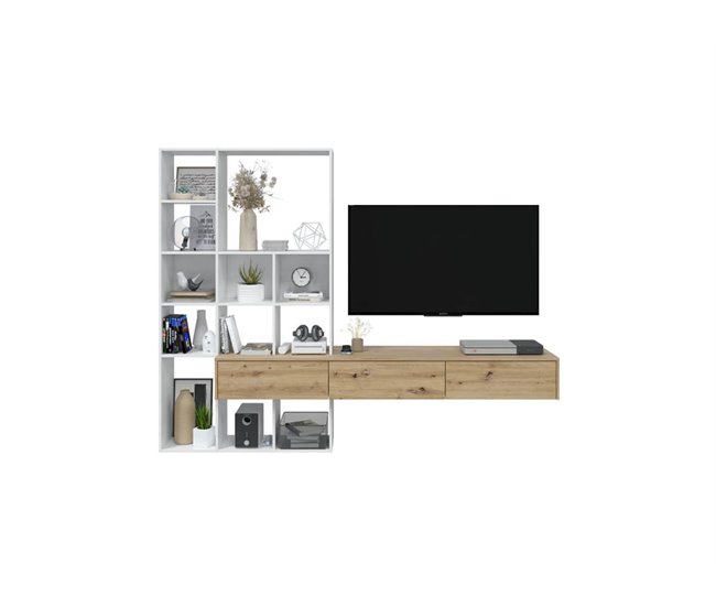 Compacto de TV LIFE 226 cm branco/ carvalho Branco/ Madeira