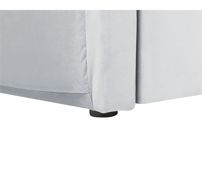 Beliani Cama com estrado Poliéster CHAVONNE 99x218 Cinza Claro