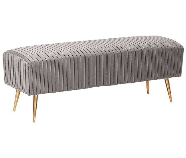 Beliani Tamborete Veludo PATERSON 118x40 Cinza Claro