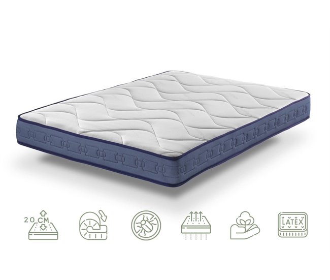  Colchão de Látex Gel Plus - Efeito Relax 13 zonas de conforto Altura 20 cm | Sanitized® Certified 