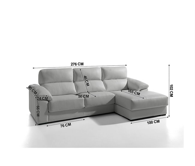 Chaise longue pele WILLY Cinza