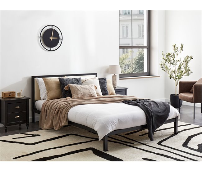 Beliani Cama com estrado Aço CLAMART 147x210 Bege