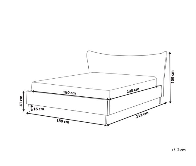 Beliani Cama Terciopelo CHALEIX 188x212 Cinza Claro