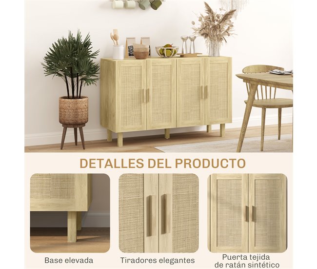 Aparador Melamina de Madeira HOMCOM Castanho