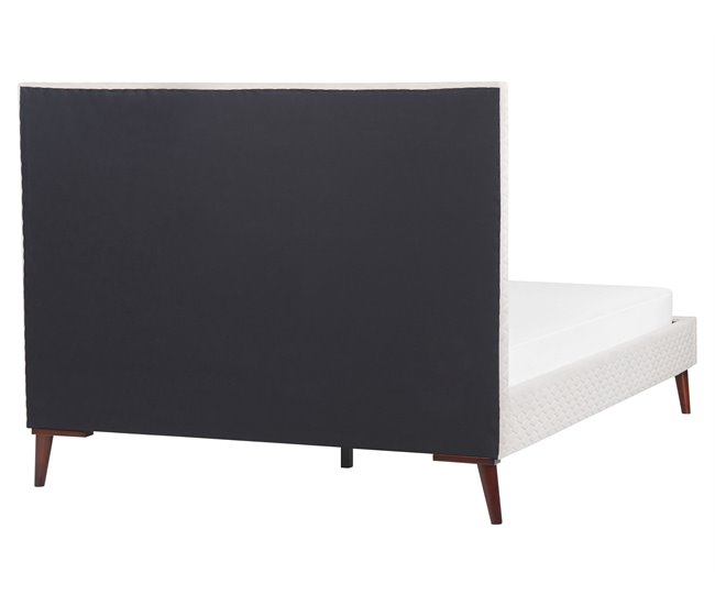 Beliani Cama com estrado Veludo BAYONNE 151x212 Branco/ Bege