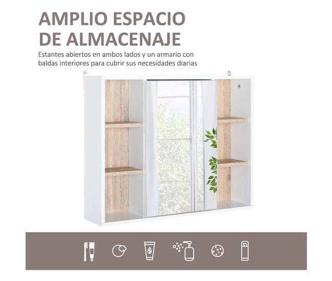 Armário com Espelho MDF, Painel de partículas HOMCOM 60 Multicor