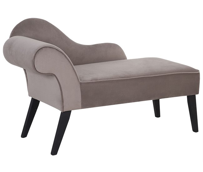 Beliani Chaise longue versão à esquerda Veludo BIARRITZ Cinza Escuro
