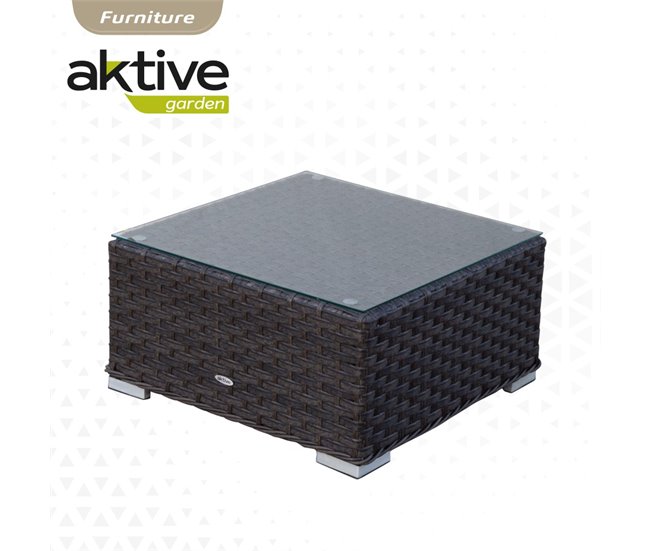 Conjunto de mobiliário de terraço sofá de canto modular com mesa Aktive Preto