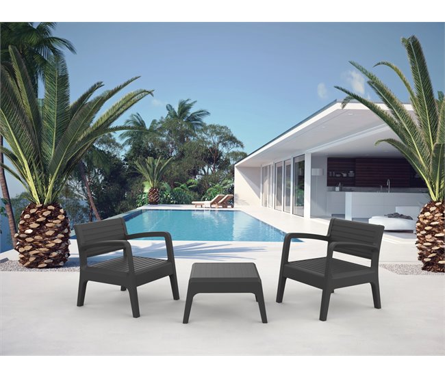 Conjunto de jardim em grafite MIAMI TETE Cinza