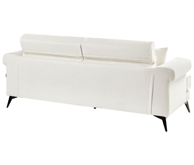 Beliani Sofá de 3 lugares Bouclé SKIVE Branco