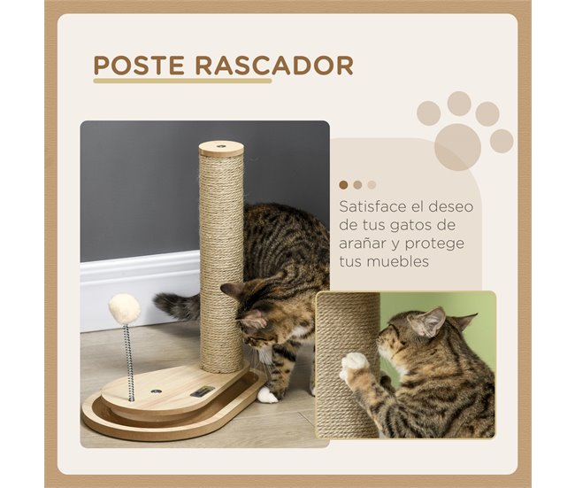 Arranhador para Gatos Aglomerado de Madeira e Juta PawHut Castanho