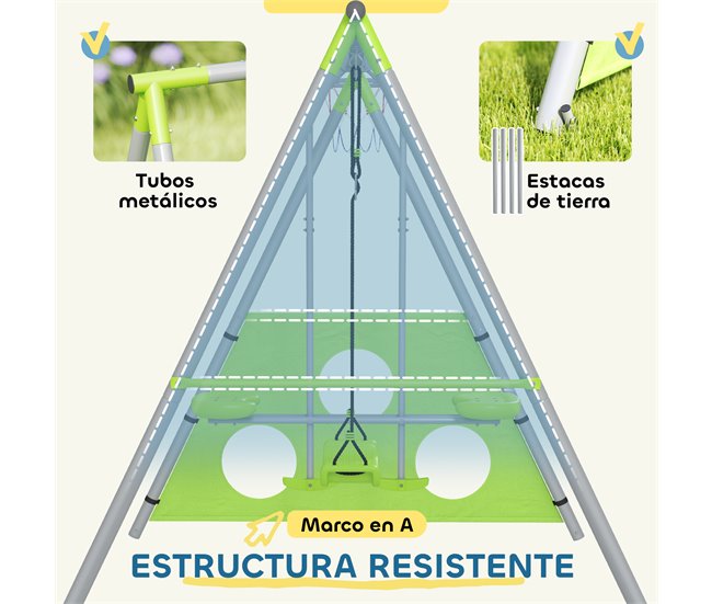 Conjunto de Brincar para Exterior Metal, PE e Poliéster AIYAPLAY Verde