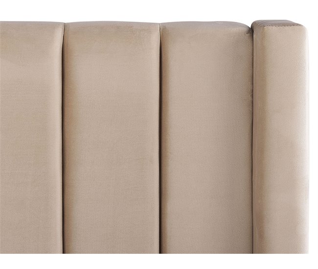 Beliani Cama com estrado Veludo NOYERS 190x247 Bege