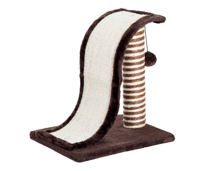 Arranhador para Gatos Aglomerado de Madeira, Pelúcia e Sisal Castanho