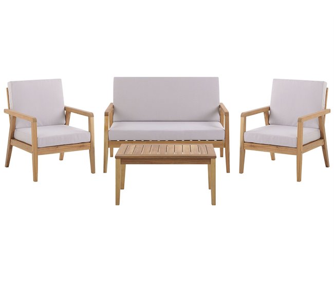 Beliani Conjunto de jardín Madera de acacia PALLANO Cinza Escuro