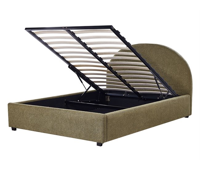 Beliani Cama com armazenamento Bouclé VAUCLUSE 154x214 Bege