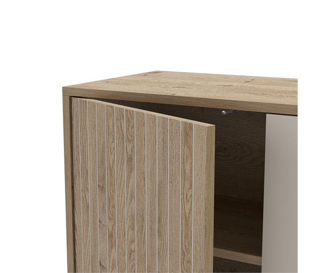 Aparador de 3 portas YAMIL em carvalho e vison Cinza/ Madeira