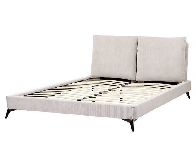 Beliani Cama com estrado Bombazine MELLE 175x240 Bege