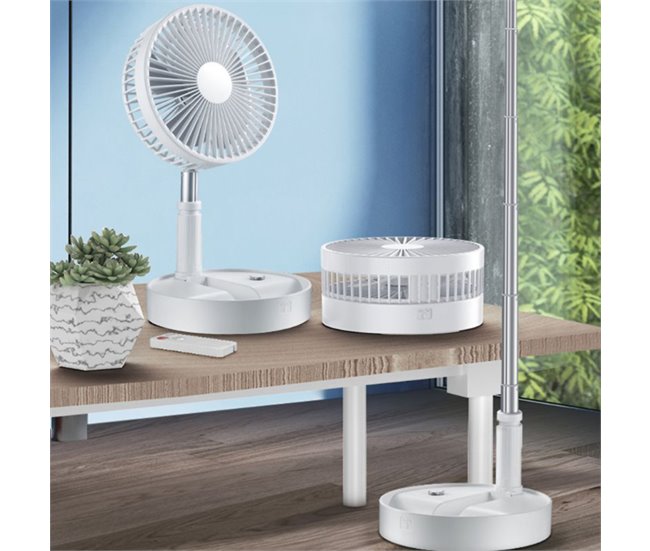 Ventoinha multifunções Klack com cabo e bateria, 3 velocidades Branco