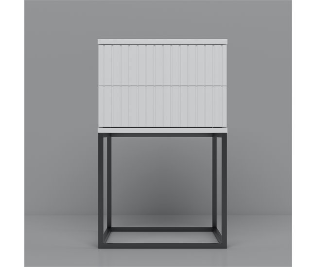 Mesa de centro STYLE 40cm com duas gavetas lacadas a branco Branco