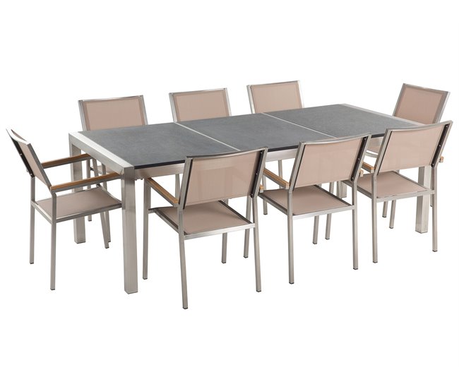 Beliani Conjunto de comedor GROSSETO Cinza