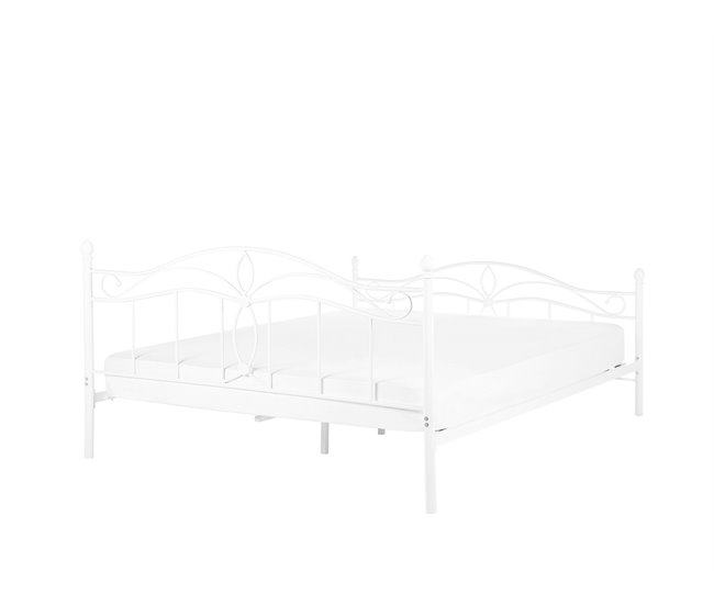 Beliani Cama com estrado Metal ANTLIA 168x209 Branco