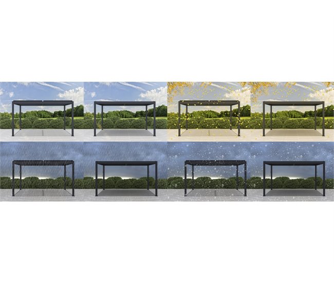 Pérgula bioclimática elétrica com LED Cinza