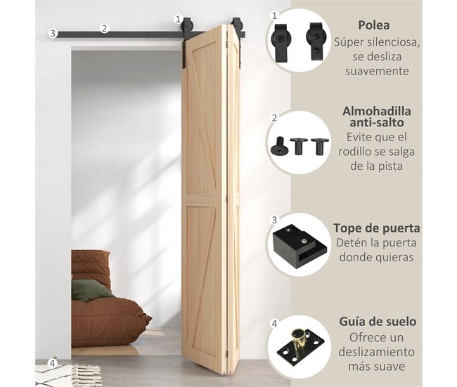 Acessórios para portas de correr Aço de carbono HOMCOM Preto