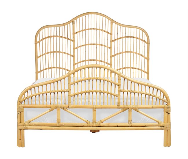 Beliani Cama com estrado Rattan/vime DOMEYROT 147x207 Castanho
